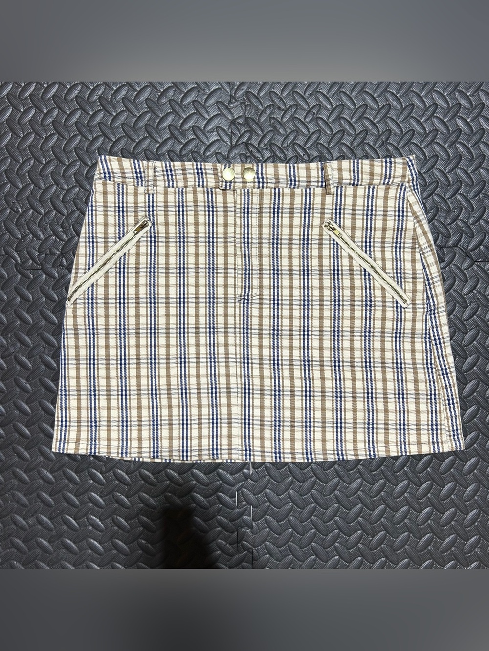 Forever 21 Mini Skirt Plaid Beige School Preppy Y2K Academia Checkered Womens 29